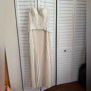 Fashion Nova Strapless Cream Lace Dress